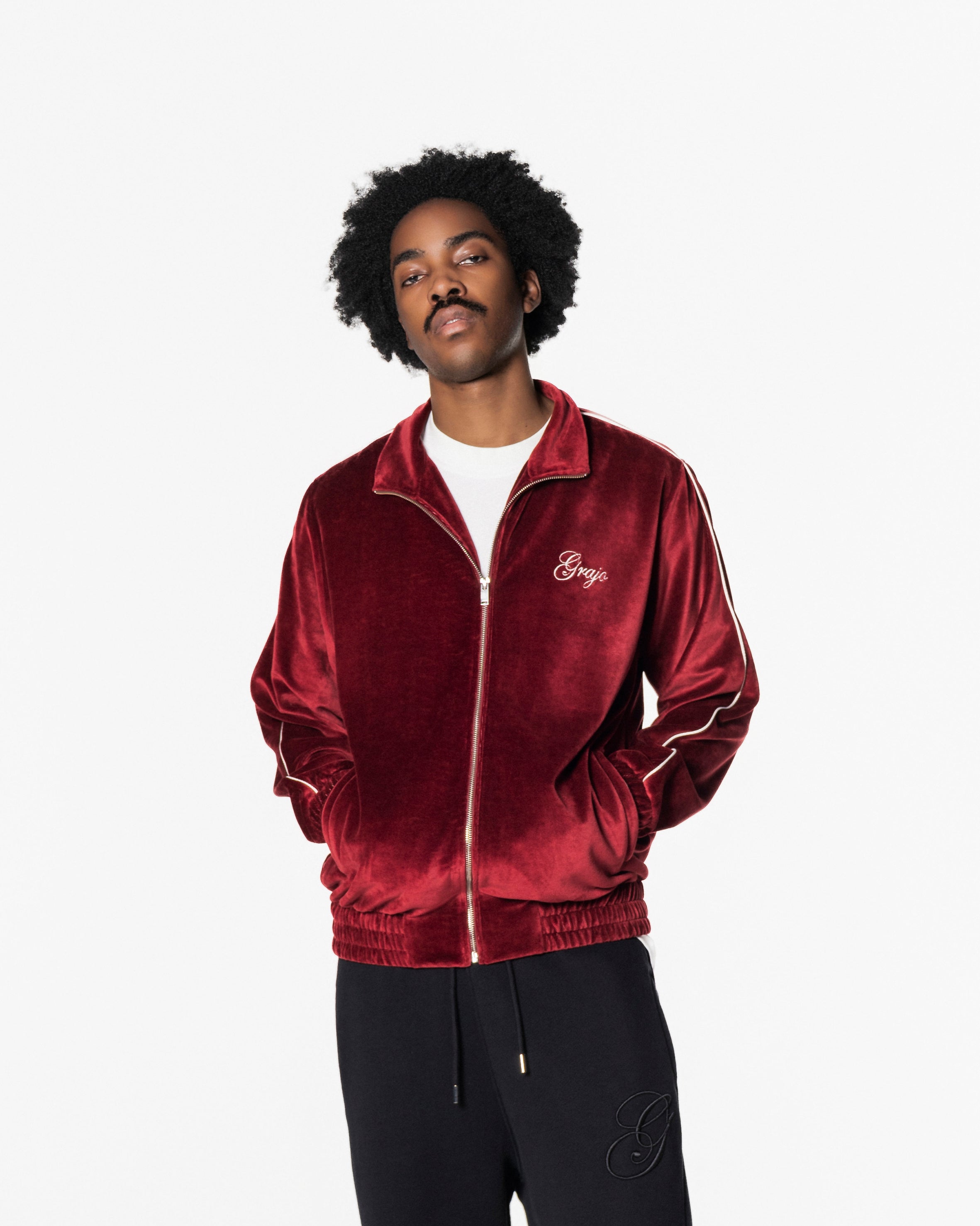 BORDEAUX VELVET TRACKJACKET